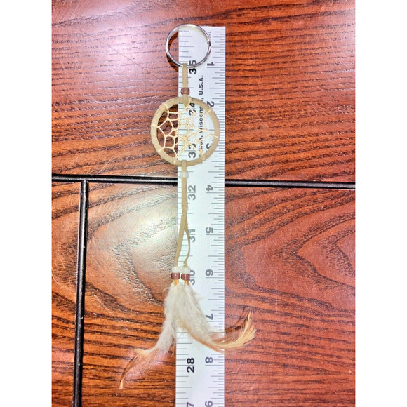 VINTAGE ST LABRE INDIANS DREAM CATCHER WEB FEATHERS BEADED 8.5" KEYCHAIN! - Picture 11 of 11